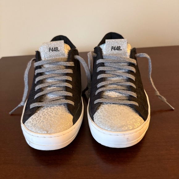 P448 Shoes - P448 Animal print black and silver sneakers size 7